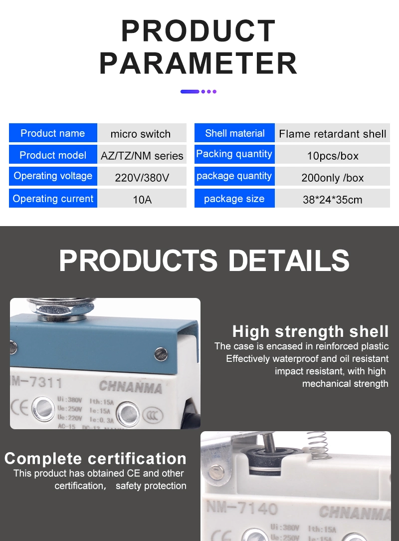 Nm-7 Series Long Hinge Lever Miniature Limit Switch